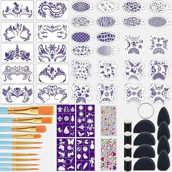 Other - Face Paint Stencils Kit Reusable Body Art Templates for Halloween Parties